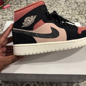 Jordan Women's Black and Coral Sneakers